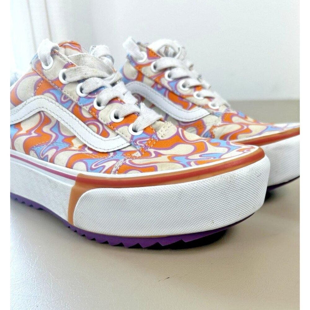 Vans Old Skool Stacked Womens Size 7.5 Uv Ink Peace Platform Orange Purple - Picture 9 of 14